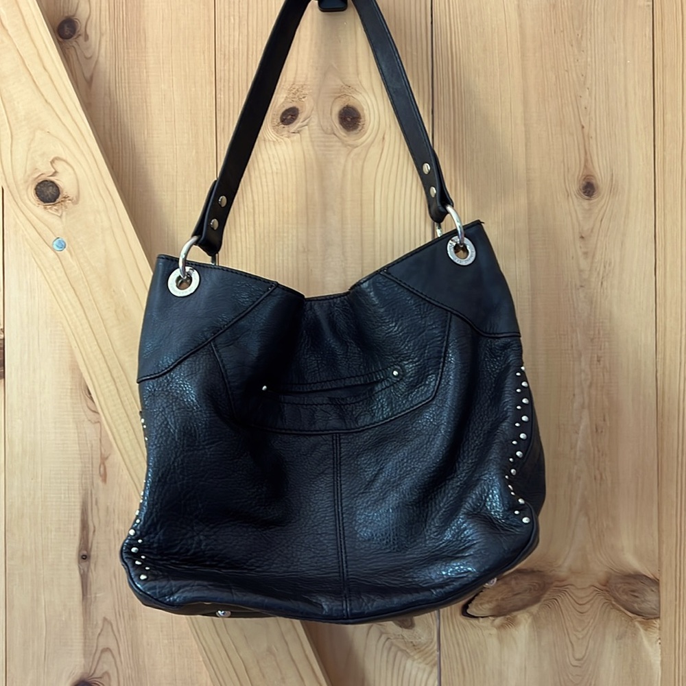 B. Makowski studded black leather shoulder bag - Picture 6 of 17